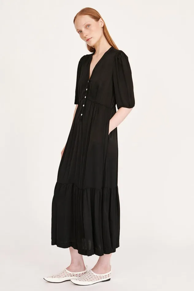 Women Pebble Satin Black Perfect Dress Raquel Allegra Dresses
