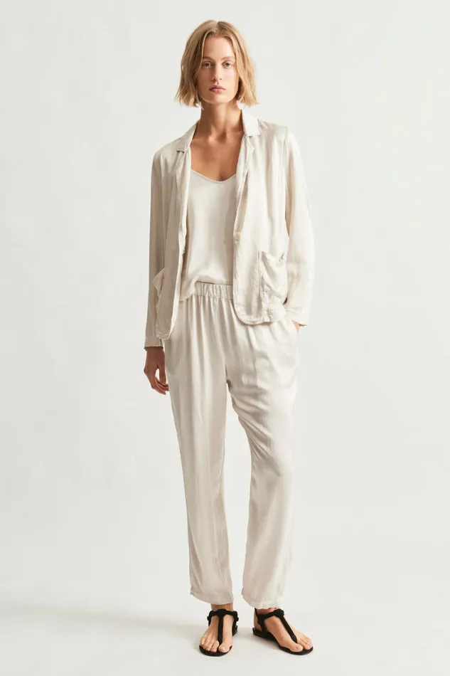 Women Pebble Satin Dirty White Juba Jacket Raquel Allegra Jackets
