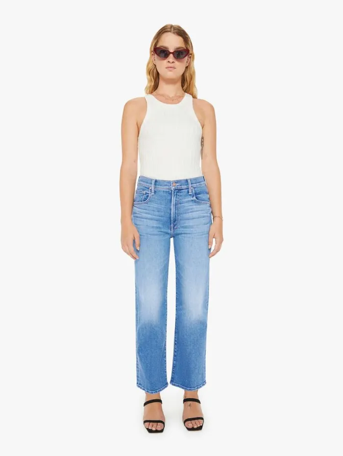 Women Petites Mother Denim Petites The Lil039 Zip Rambler Flood Wash Out Of The Blue