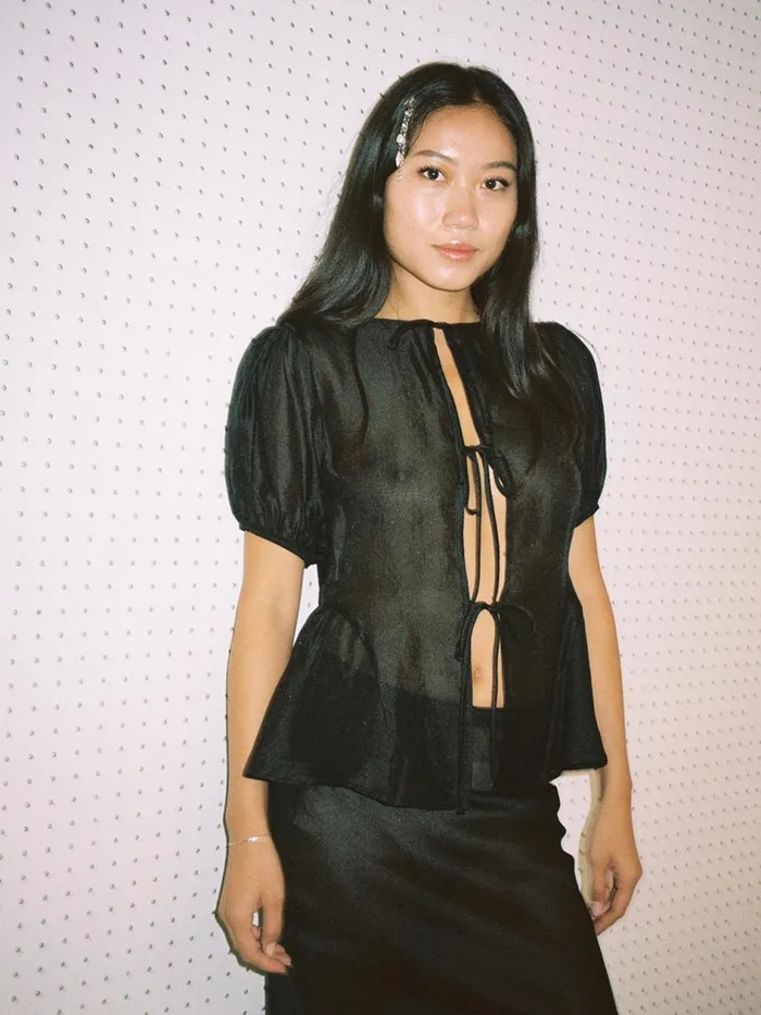 Women Petra Blouse Black Organza Lisa Says Gah Blouses