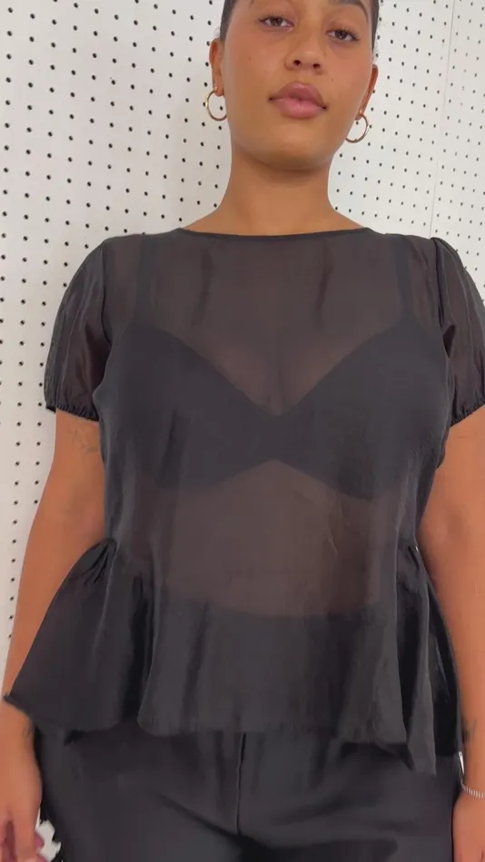 Women Petra Blouse Black Organza Lisa Says Gah Blouses