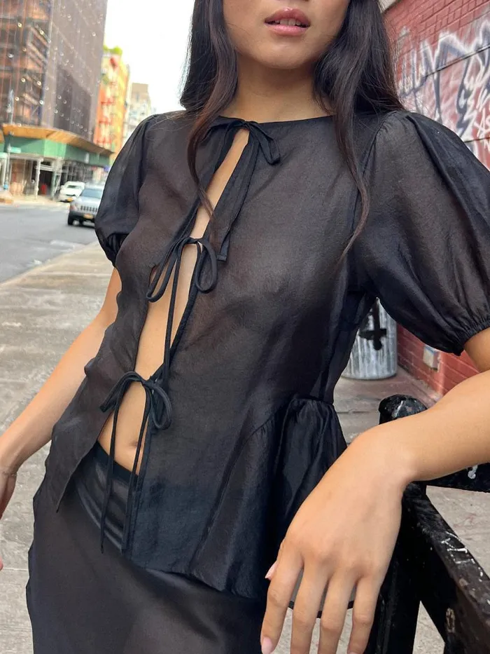 Women Petra Blouse Black Organza Lisa Says Gah Blouses