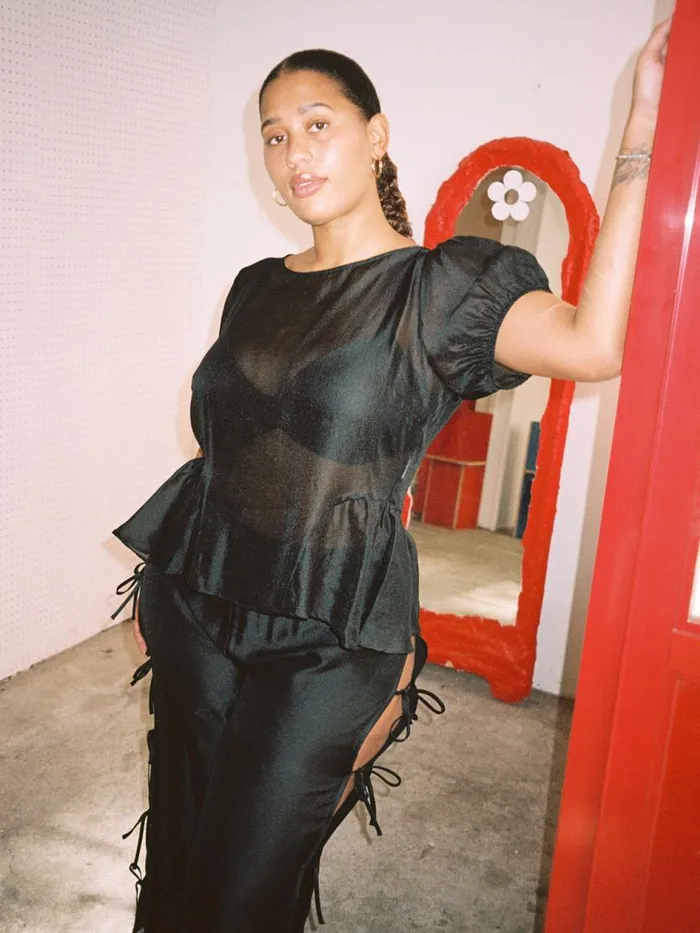 Women Petra Blouse Black Organza Lisa Says Gah Blouses