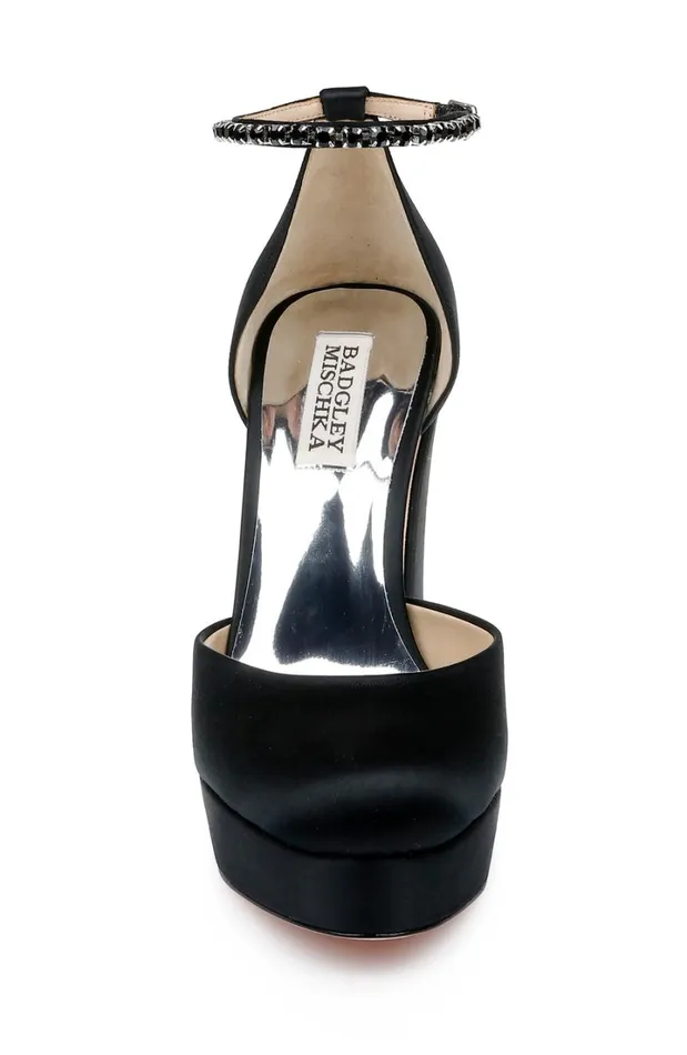 Women Platform Badgley Mischka Felixa Platform With Gemstone Ankle Strap Black