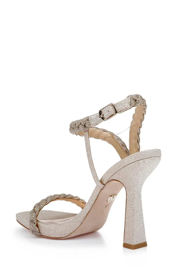 Women Platform Badgley Mischka Fennel Braided Spool Heel Soft Gold