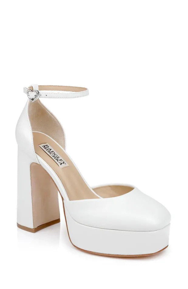 Women Platform Badgley Mischka Jayda Ii Leather Platform Pumps White Leather