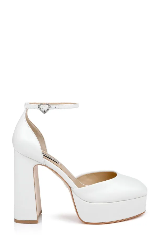 Women Platform Badgley Mischka Jayda Ii Leather Platform Pumps White Leather