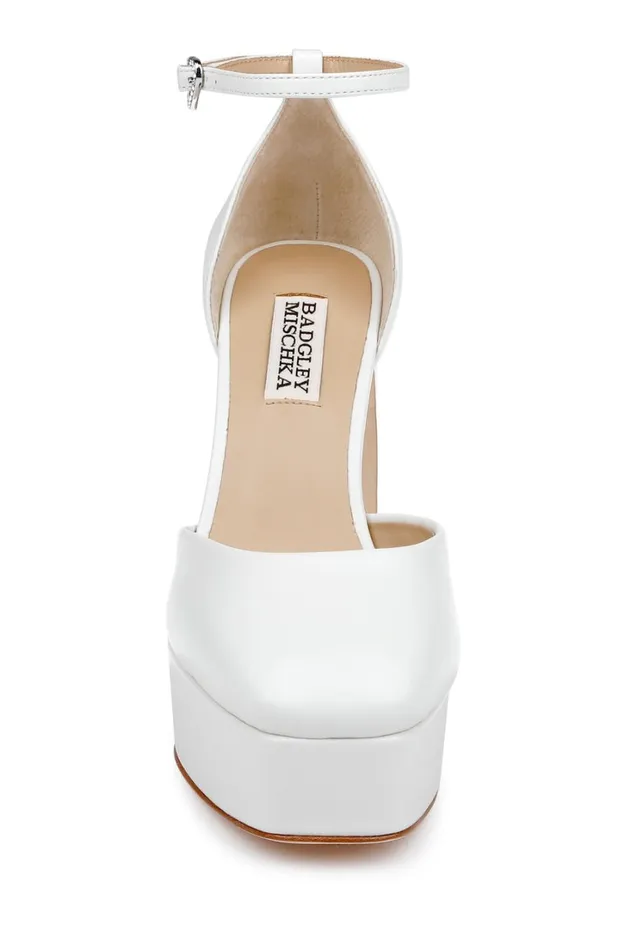 Women Platform Badgley Mischka Jayda Ii Leather Platform Pumps White Leather