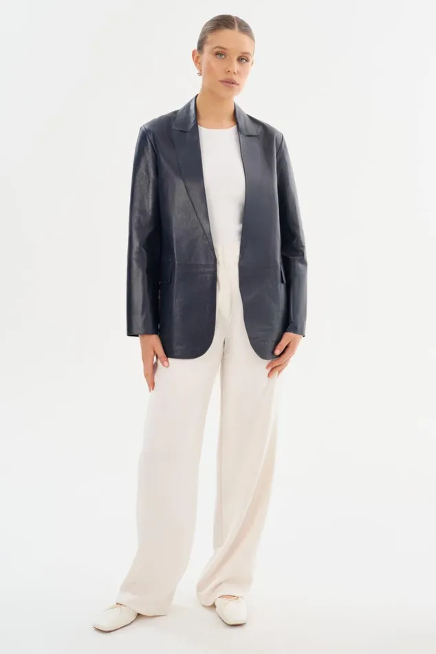 Women QUIRINA Leather Blazer Navy LAMARQUE Leather Jackets Women QUIRINA Leather Blazer Navy LAMARQUE Leather Jackets