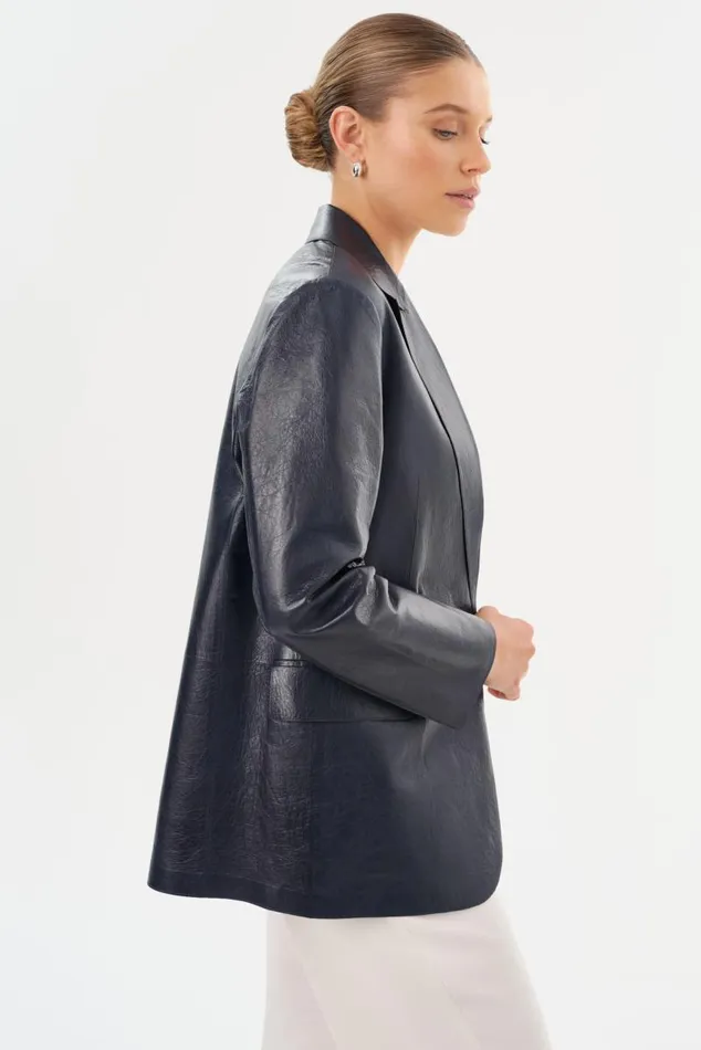 Women QUIRINA Leather Blazer Navy LAMARQUE Leather Jackets Women QUIRINA Leather Blazer Navy LAMARQUE Leather Jackets