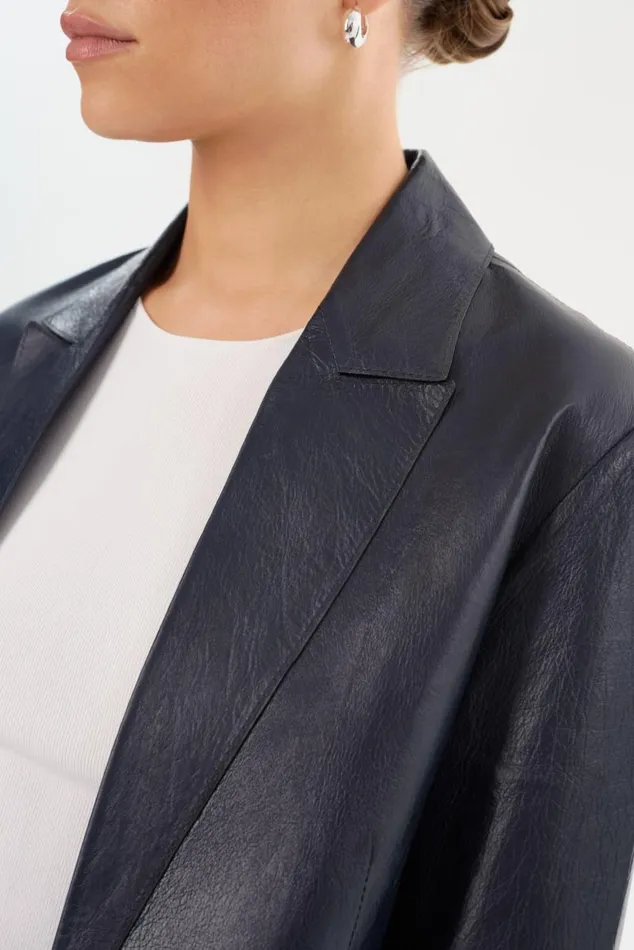 Women QUIRINA Leather Blazer Navy LAMARQUE Leather Jackets Women QUIRINA Leather Blazer Navy LAMARQUE Leather Jackets
