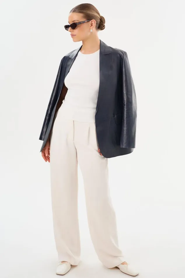 Women QUIRINA Leather Blazer Navy LAMARQUE Leather Jackets Women QUIRINA Leather Blazer Navy LAMARQUE Leather Jackets