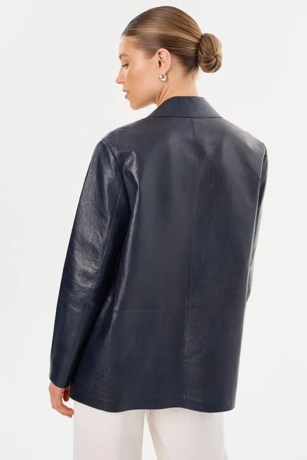Women QUIRINA Leather Blazer Navy LAMARQUE Leather Jackets Women QUIRINA Leather Blazer Navy LAMARQUE Leather Jackets