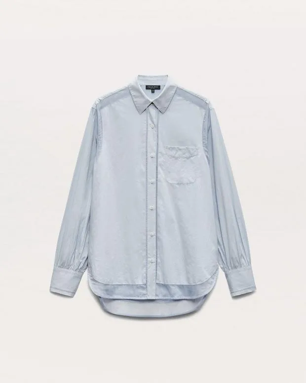 Women rag and bone Maxine PoplinOrganza Shirt Light Blue Blazers and Vests