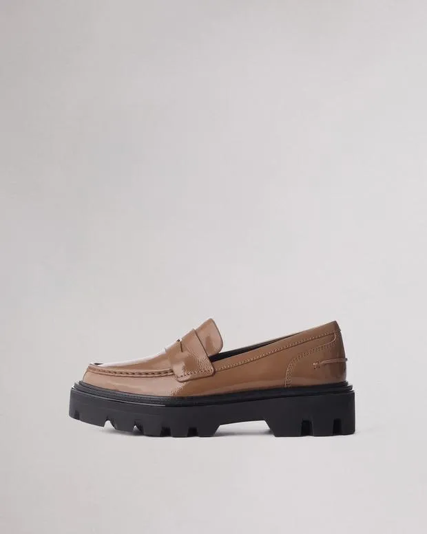 Women rag and bone Quinn Leather Loafer Black PatentTaupe Patent Flats