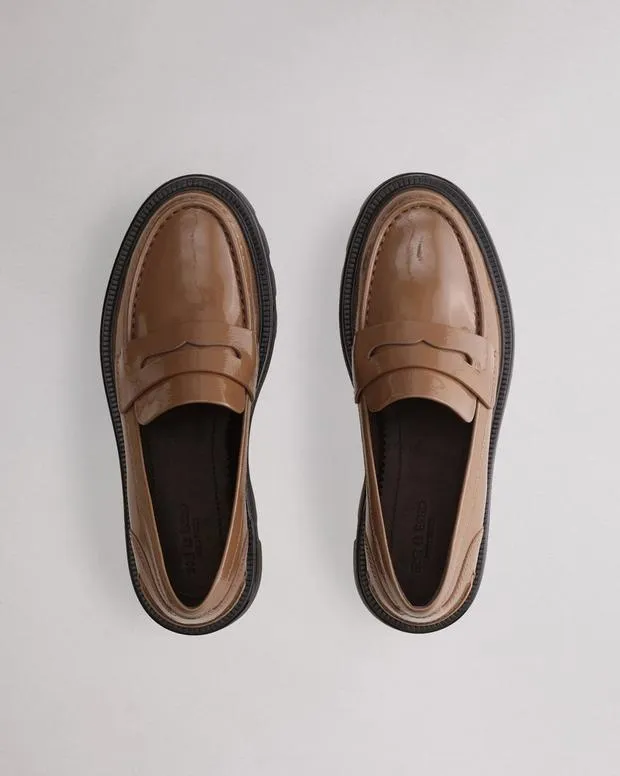 Women rag and bone Quinn Leather Loafer Black PatentTaupe Patent Flats