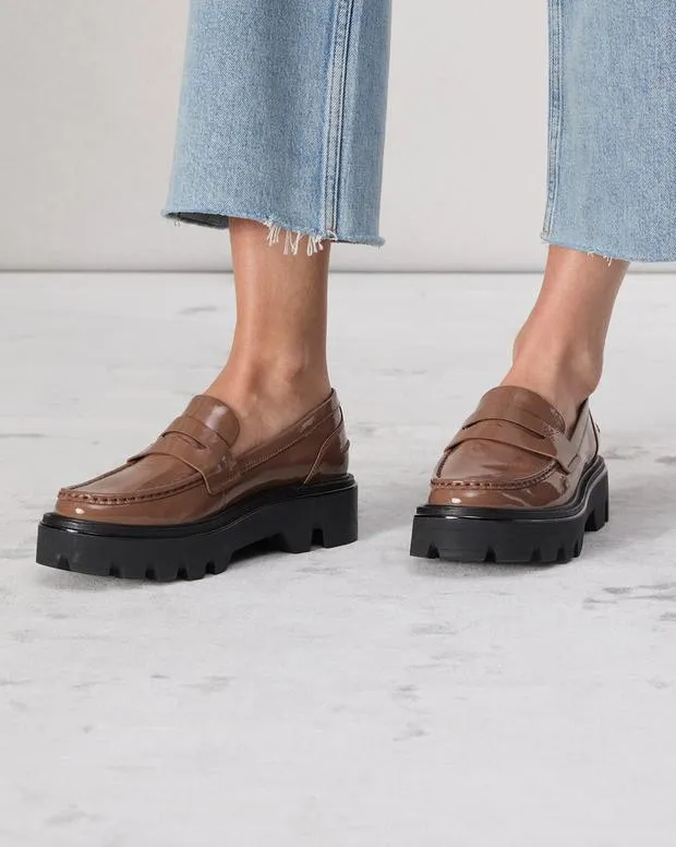 Women rag and bone Quinn Leather Loafer Black PatentTaupe Patent Flats