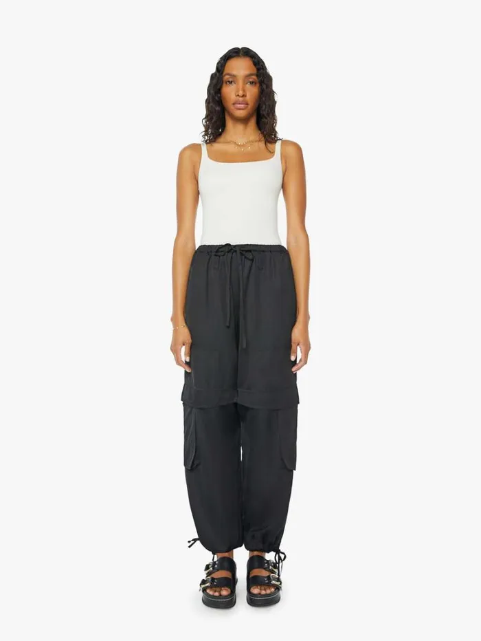Women Relaxed Mother Denim Joline Cargo Pants Black