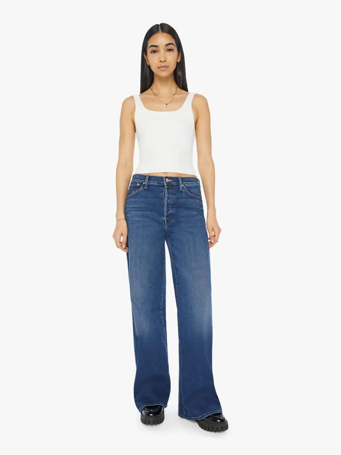 Women Relaxed Mother Denim The Ditcher Roller Sneak Wash Yakkity Yak