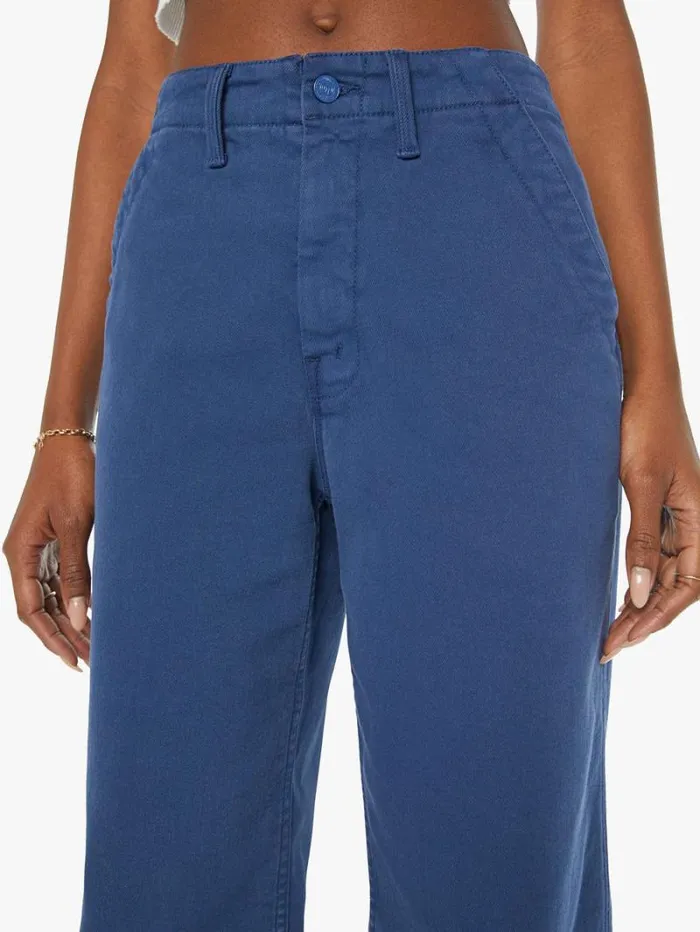 Women Relaxed Mother Denim The Major Zip Sneak Fray Insignia Blue