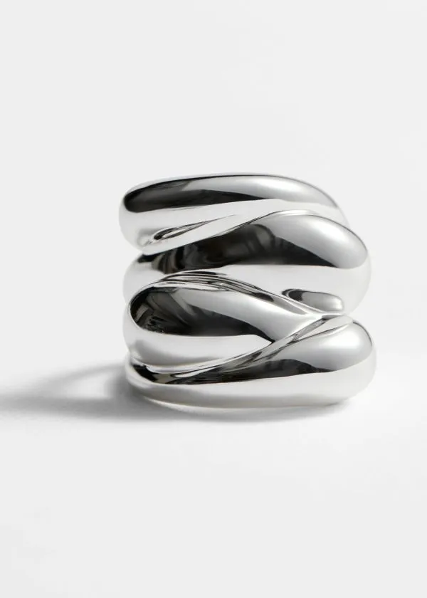 Women Rings and Other Stories Chunky Sculptural Ring Silver