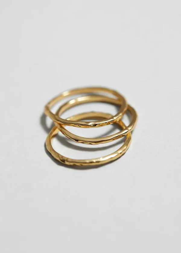 Women Rings and Other Stories Hammered Ring Set Gold