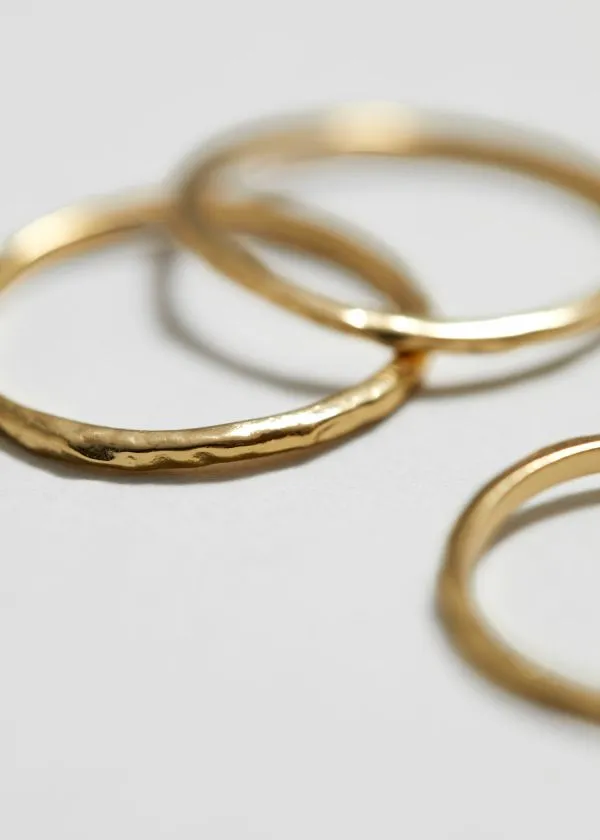 Women Rings and Other Stories Hammered Ring Set Gold