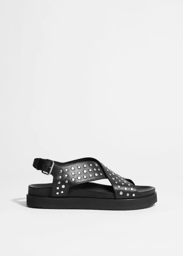 Women Sandals and Other Stories Studded Leather Sandals Black