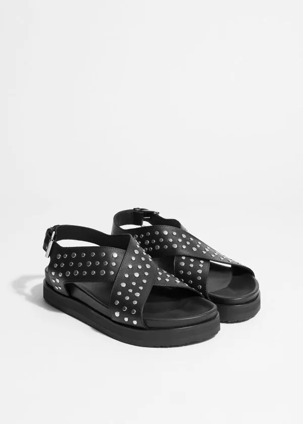 Women Sandals and Other Stories Studded Leather Sandals Black