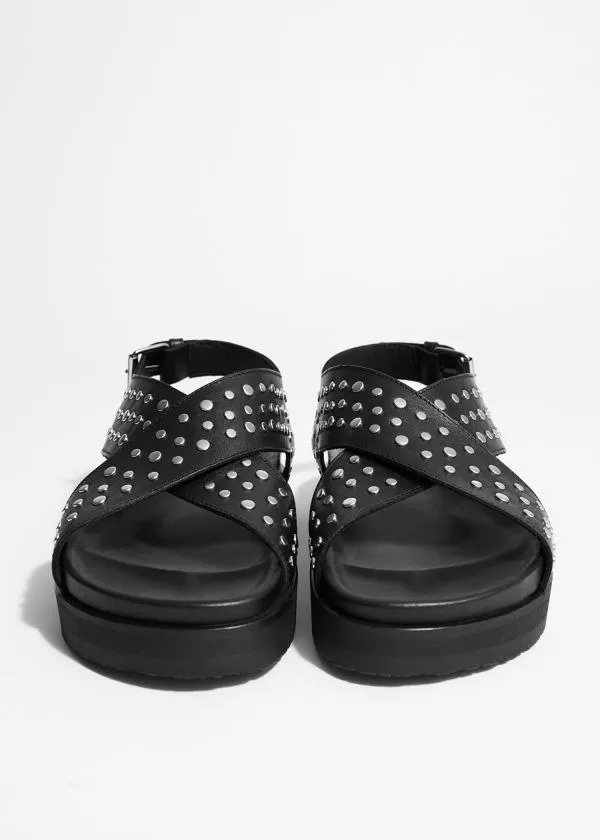 Women Sandals and Other Stories Studded Leather Sandals Black