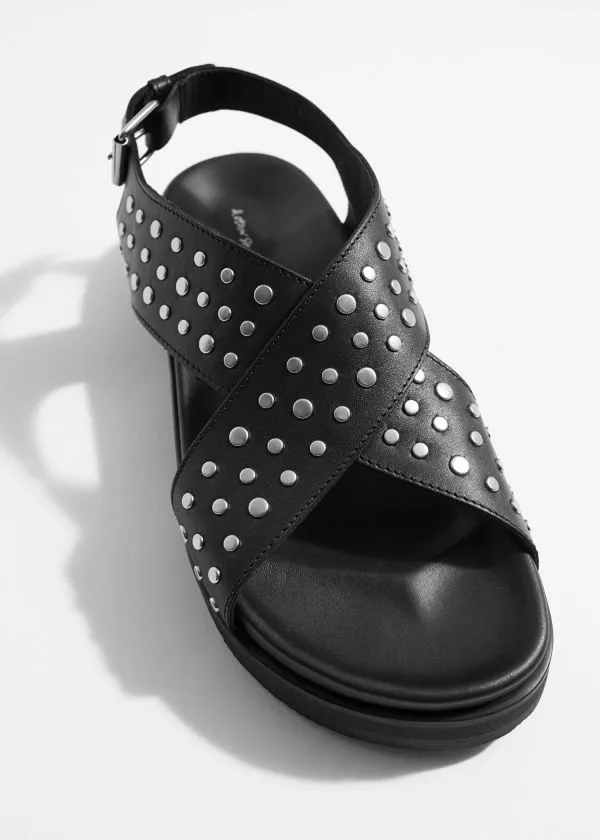 Women Sandals and Other Stories Studded Leather Sandals Black