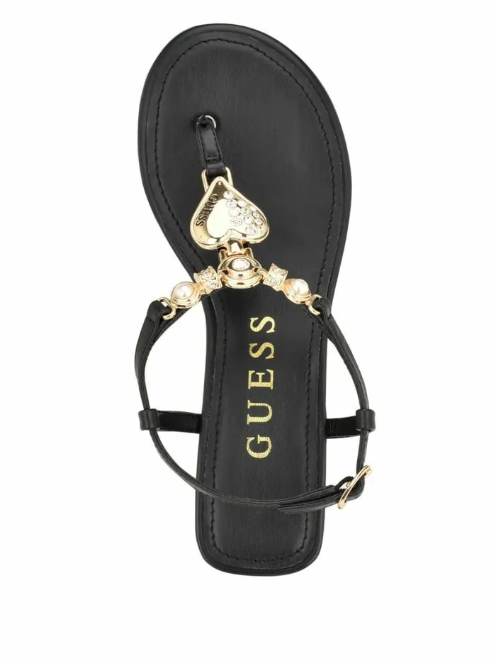 Women Sandals GUESS Jiarella TStrap Signature Sandal Black 001