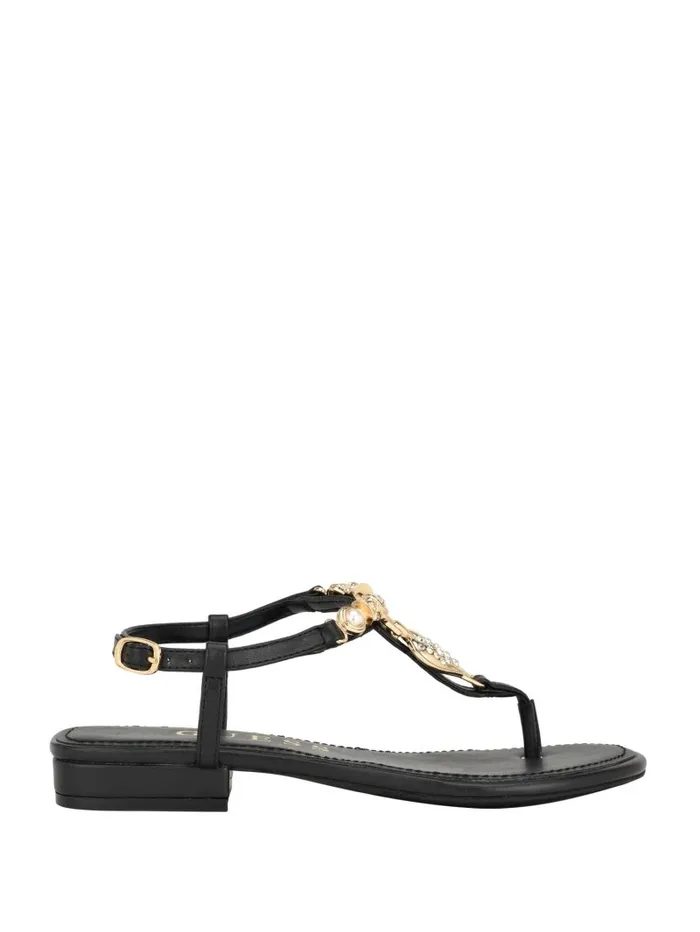 Women Sandals GUESS Jiarella TStrap Signature Sandal Black 001