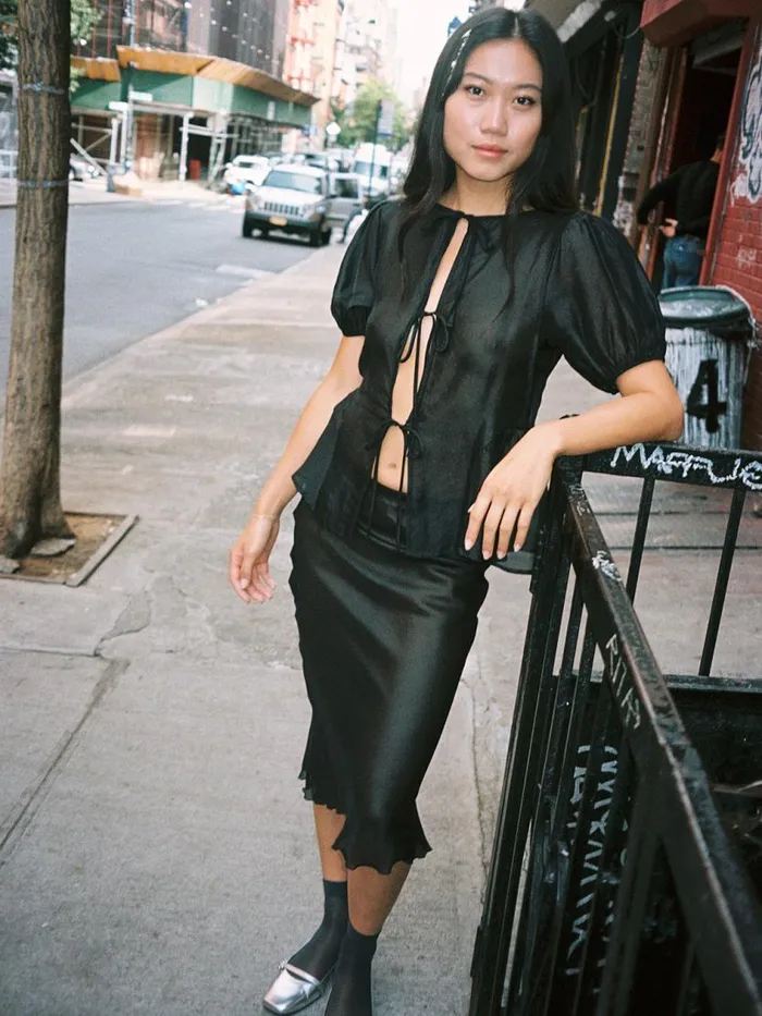 Women Sandy Midi Skirt Black Organza Lisa Says Gah Bottoms
