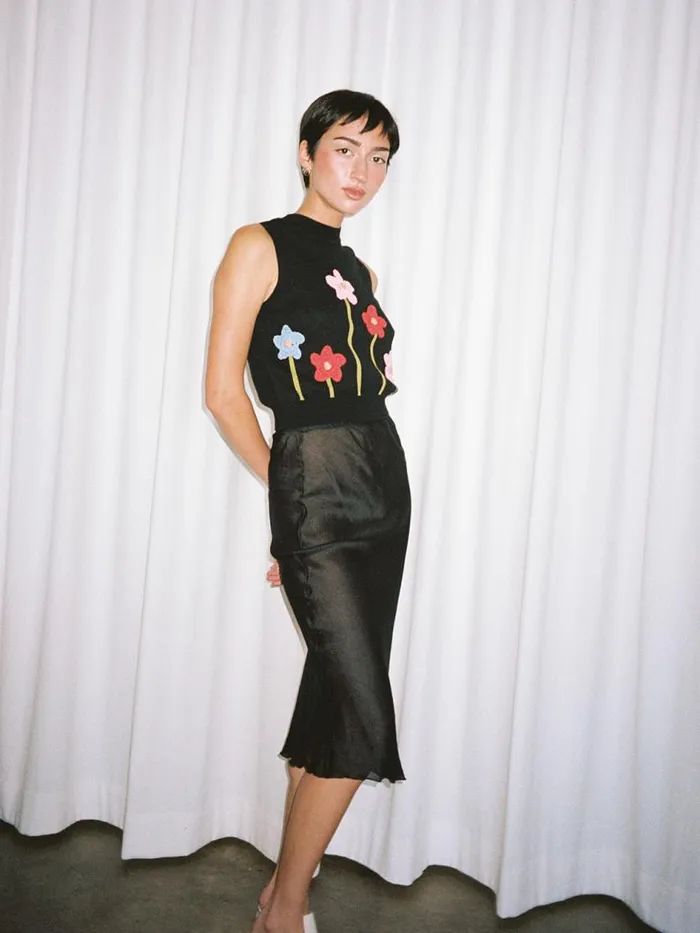 Women Sandy Midi Skirt Black Organza Lisa Says Gah Bottoms