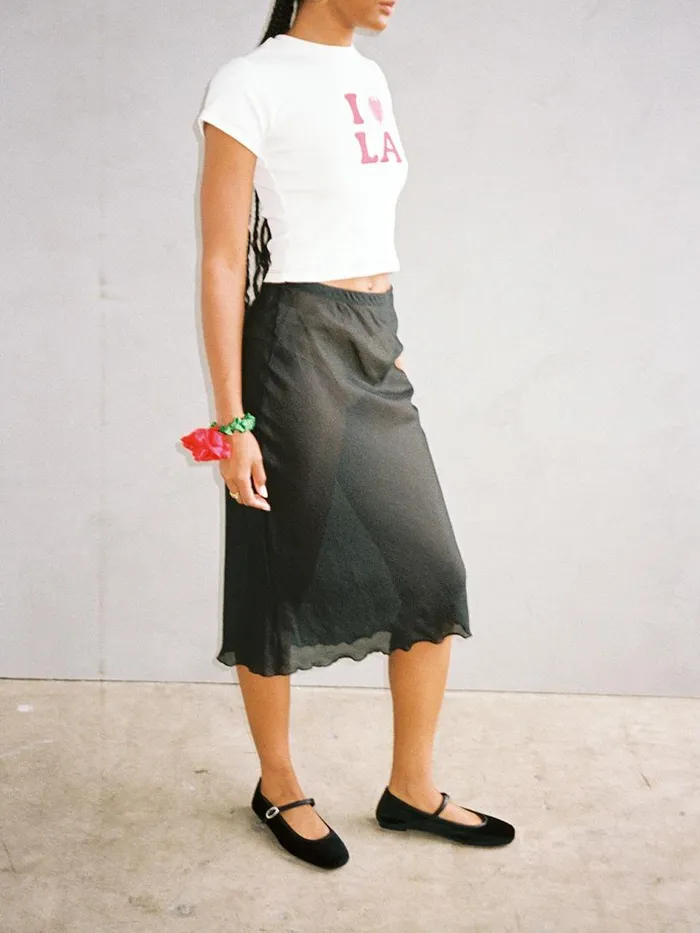 Women Sandy Midi Skirt Black Organza Lisa Says Gah Bottoms