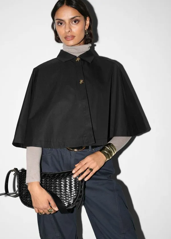 Women Scarves and Other Stories Cropped Trench Cape Black