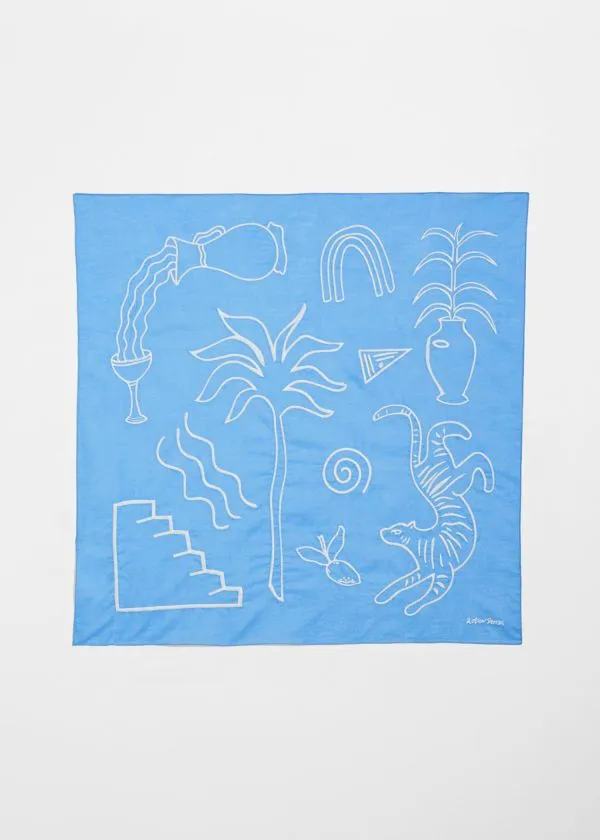 Women Scarves and Other Stories Embroidered CottonVoile Scarf Light Blue