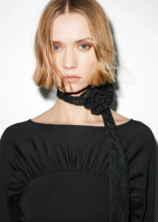 Women Scarves and Other Stories Rose Tie Lace Necklace Black Women Scarves and Other Stories Rose Tie Lace Necklace Black