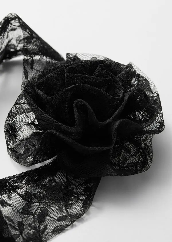 Women Scarves and Other Stories Rose Tie Lace Necklace Black Women Scarves and Other Stories Rose Tie Lace Necklace Black
