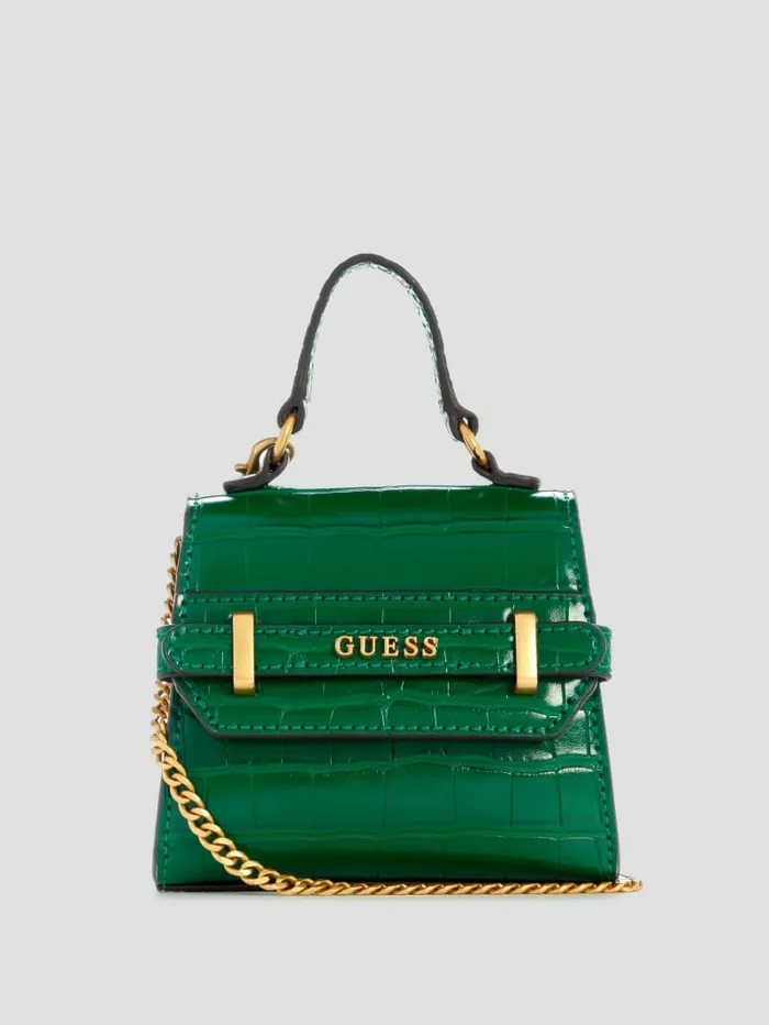 Women Sestri CrocodileEmbossed Mini Crossbody Green Handbags GUESS