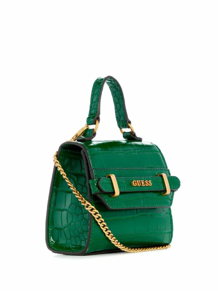 Women Sestri CrocodileEmbossed Mini Crossbody Green Handbags GUESS Women Sestri CrocodileEmbossed Mini Crossbody Green Handbags GUESS