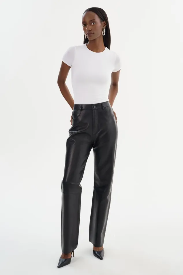 Women SHANNON Leather Pants Black LAMARQUE Pants and Shorts