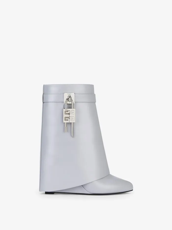 Women Shark Lock Givenchy Shark Lock Ankle Boots In Leather Light Grey