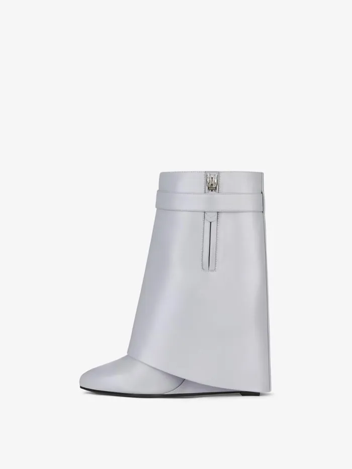 Women Shark Lock Givenchy Shark Lock Ankle Boots In Leather Light Grey Women Shark Lock Givenchy Shark Lock Ankle Boots In Leather Light Grey