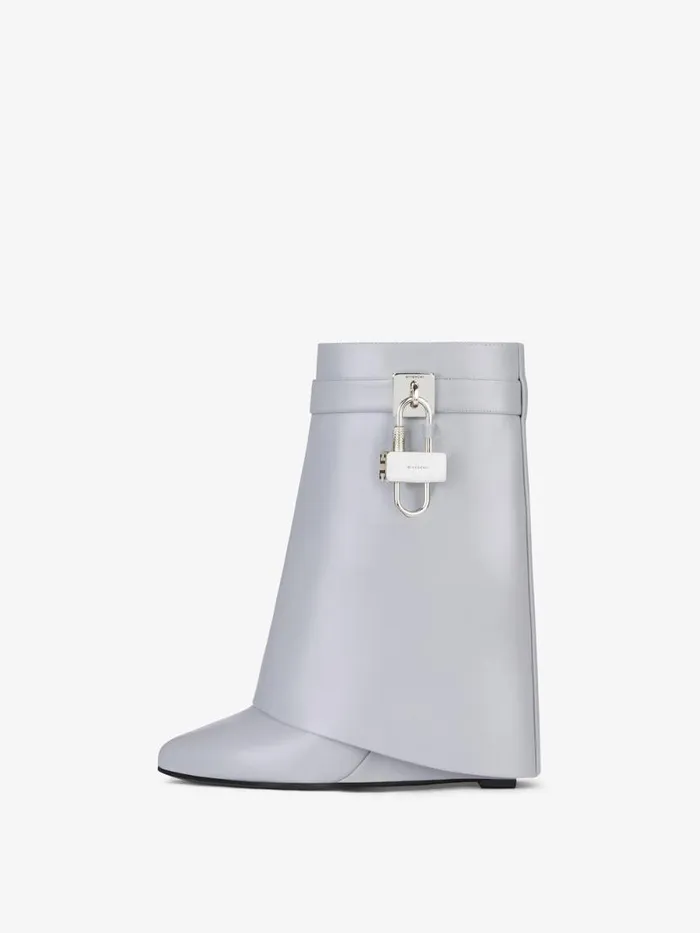 Women Shark Lock Givenchy Shark Lock Ankle Boots In Leather Light Grey Women Shark Lock Givenchy Shark Lock Ankle Boots In Leather Light Grey
