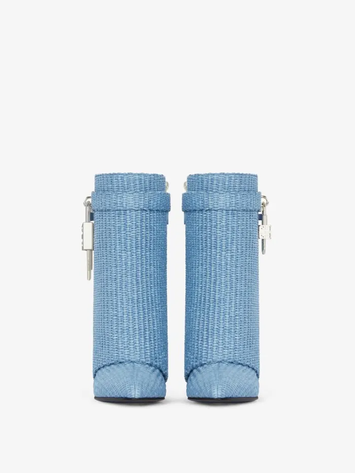 Women Shark Lock Givenchy Shark Lock Ankle Boots In Raffia Denim Blue
