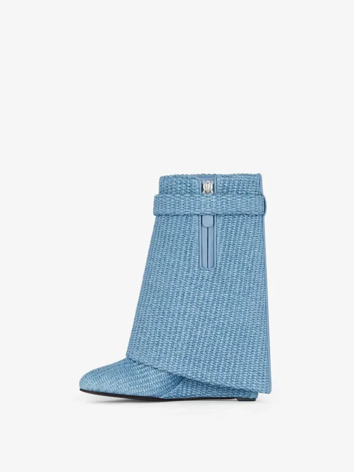Women Shark Lock Givenchy Shark Lock Ankle Boots In Raffia Denim Blue