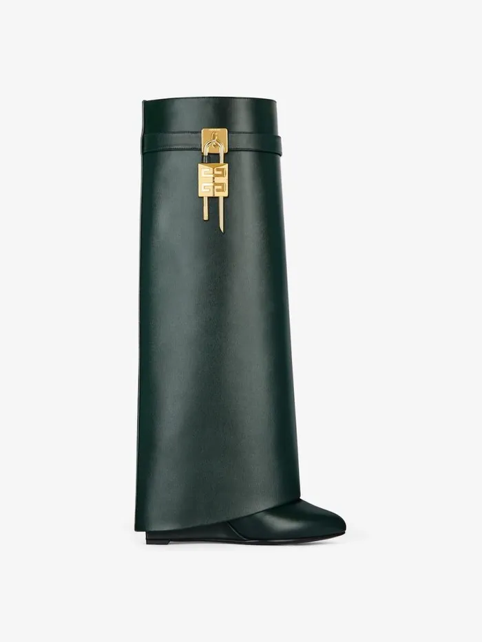 Women Shark Lock Givenchy Shark Lock Boots In Leather Green Forest