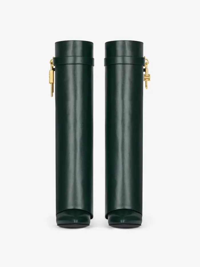 Women Shark Lock Givenchy Shark Lock Boots In Leather Green Forest